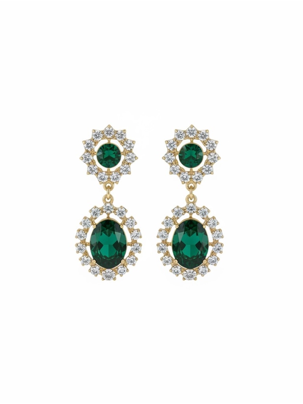 Beautiful Emerald Green Studded Earrings - Picture 2 of 2